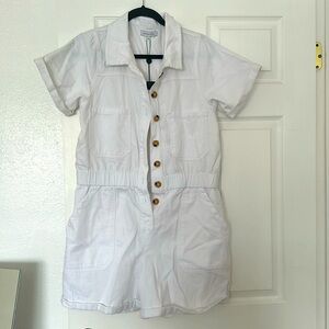New with tags white cargo romper!